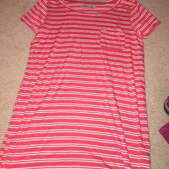 pink striped t shirt dress
